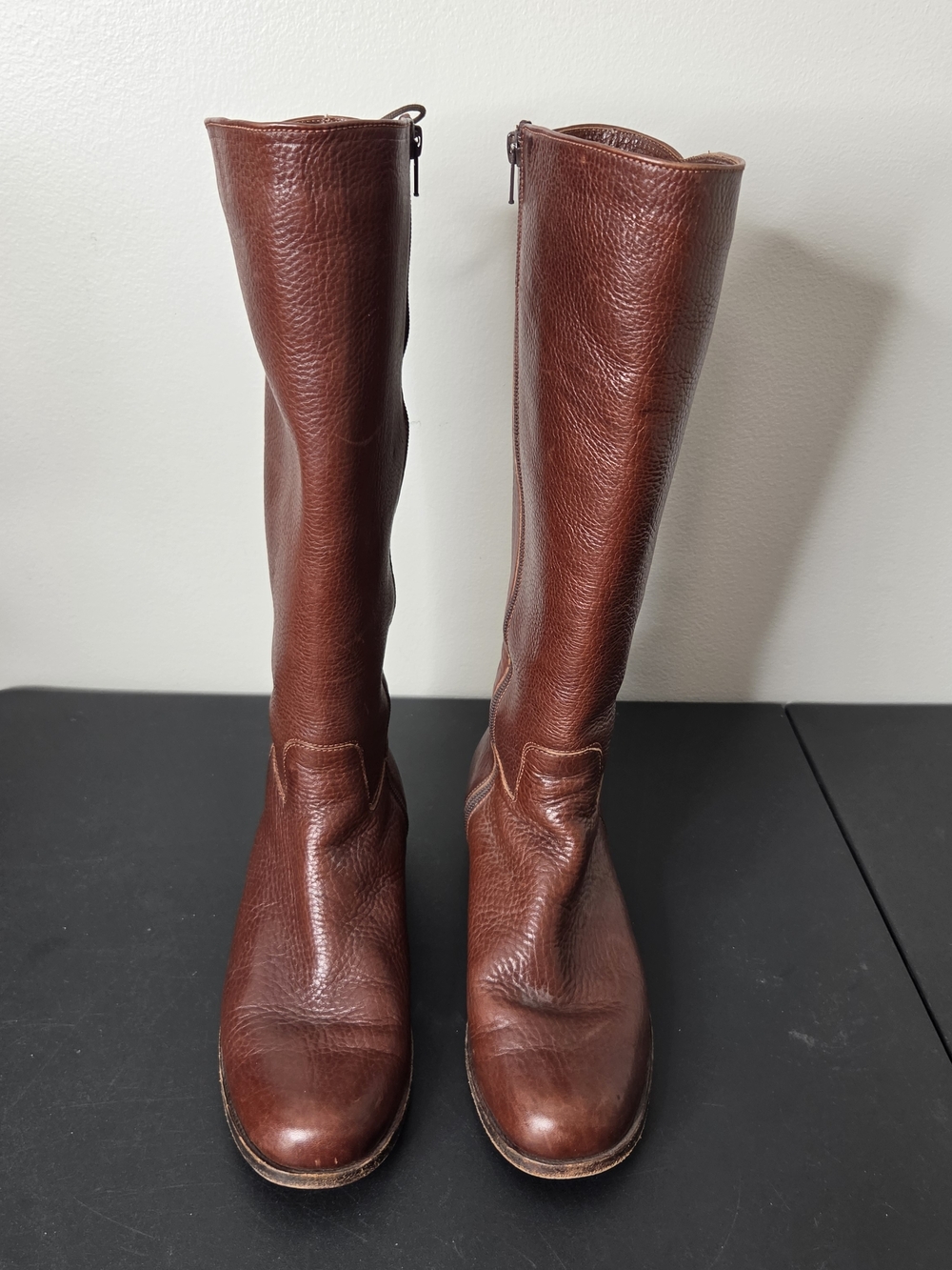 El Boyero Brown Tall Leather Lace Back Boots
